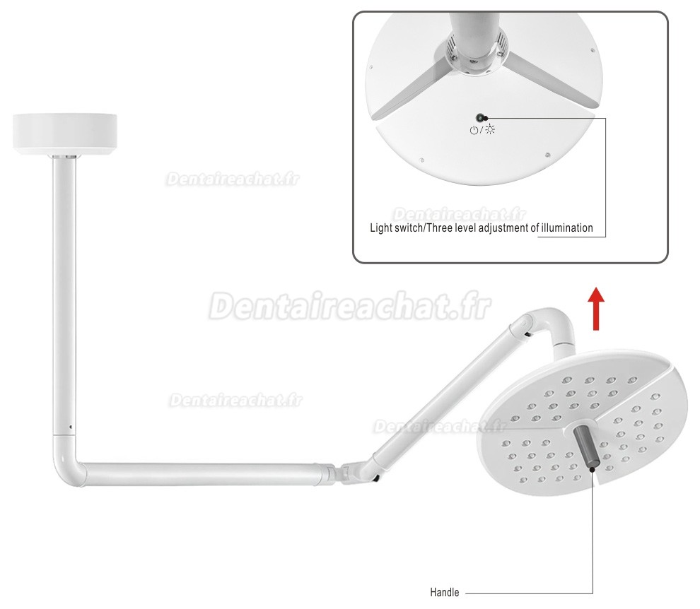 Lampe chirurgicale dentaire LED KWS KD-2036D-4, 80 W, plafonni&egrave;re sans ombre